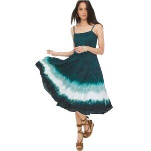 White House Black Market Dress Dip Dye Midi Flare Sundress Rainforest 4 #BAG11